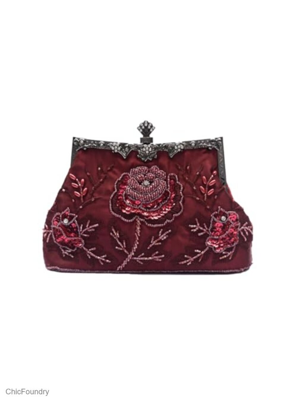 Retro Beaded Clutch Evening Bag with Sequins Floral Wedding Purse